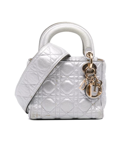 Pre-Loved by Azura Reborn - Pre-Loved Mini Metallic Grained Calfskin Cannage Lady Dior