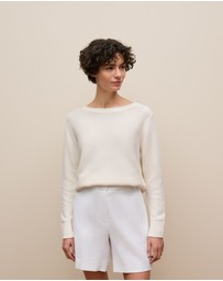 Trenery - Cotton Linen Boatneck Knit in White