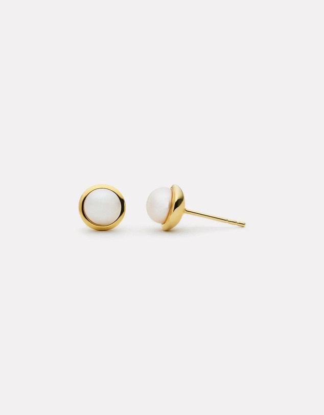 Najo - Moonbeam Yellow Gold & Pearl Stud Earring