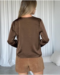 Dazie - The Meadows Satin Tie Front Top