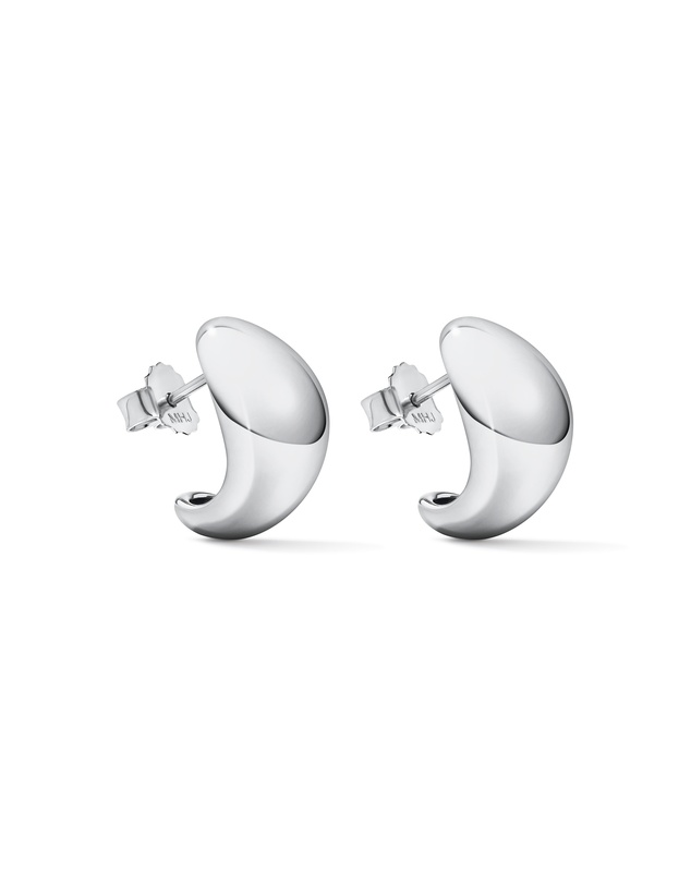 Michael Hill - Polished Half Hoop Dome Stud Earrings in Sterling Silver