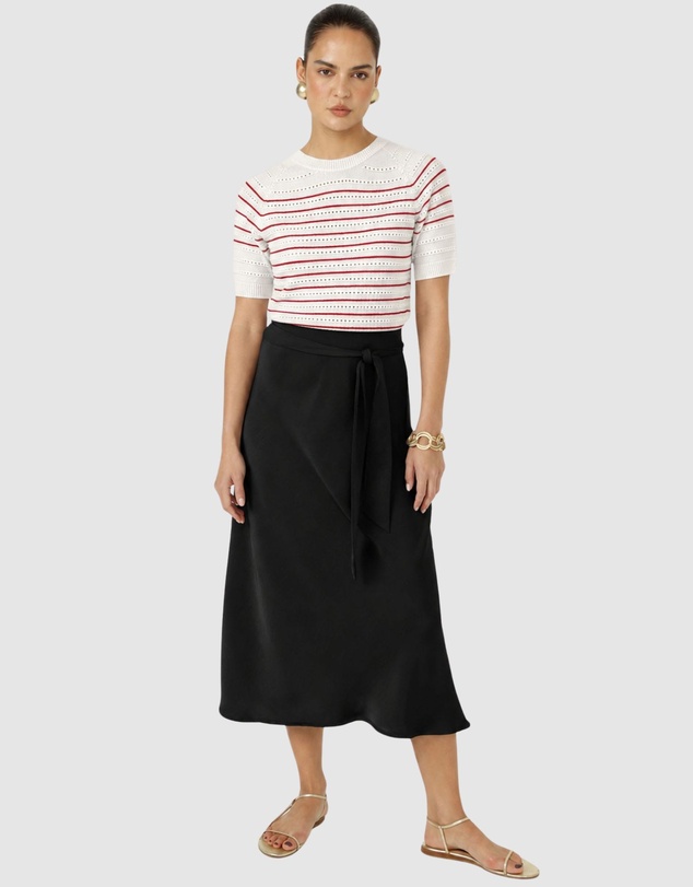 SACHA DRAKE - Eyelet Stripe Knit Top