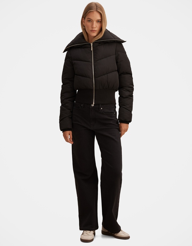 Forever New - Evie Cropped Ribbed Detail Puffer Jacket