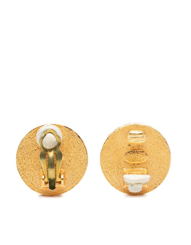 Pre-Loved by Azura Reborn - Pre-Loved Gold Plated Coco Coin Motif Clip On Earrings