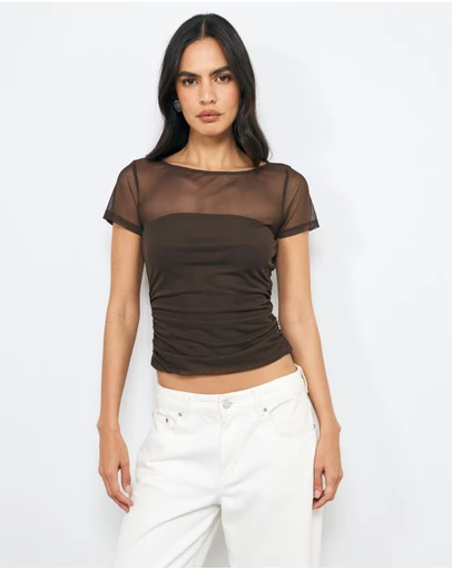 AERE - Bandeau Lined Mesh Tee