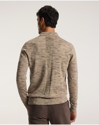 Calibre - Melange Merino Wool Long Sleeve Polo Flint