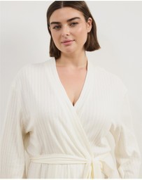 Atmos&Here Curvy - Melody Pointelle Wrap Robe With Frill Hem