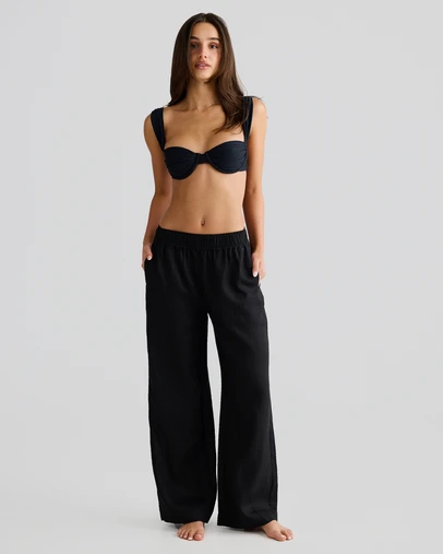 Vacay Swimwear - Black Linen Pants