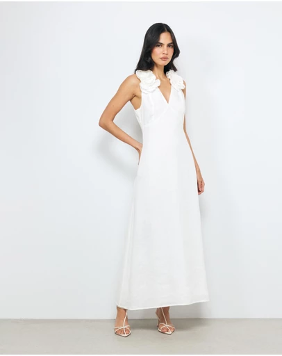AERE - Mika Placement Flower Midi Dress