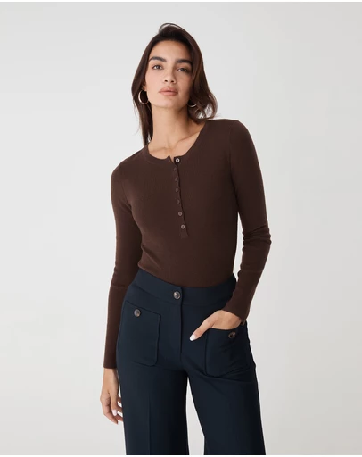 Forcast - Henley Button Up Knit