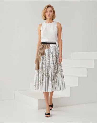 Mossée - Amelie Abstract Print Pleated Skirt