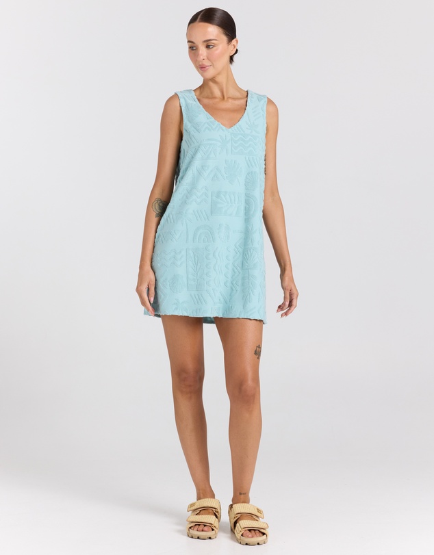 Poolside Paradiso - Mai Tai V Tunic Towelling Dress - Seaspray