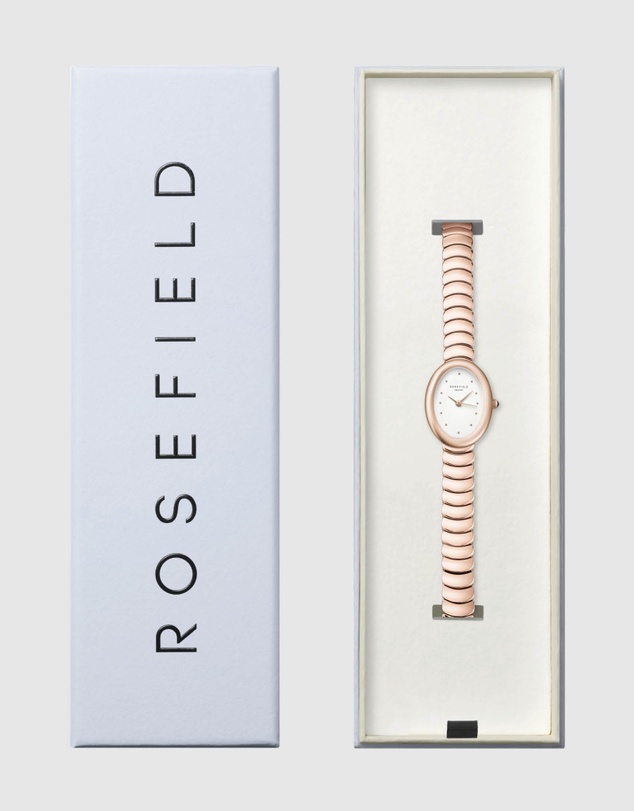 Rosefield - Ovale White Matte Rose Gold-Tone Bracelet Watch