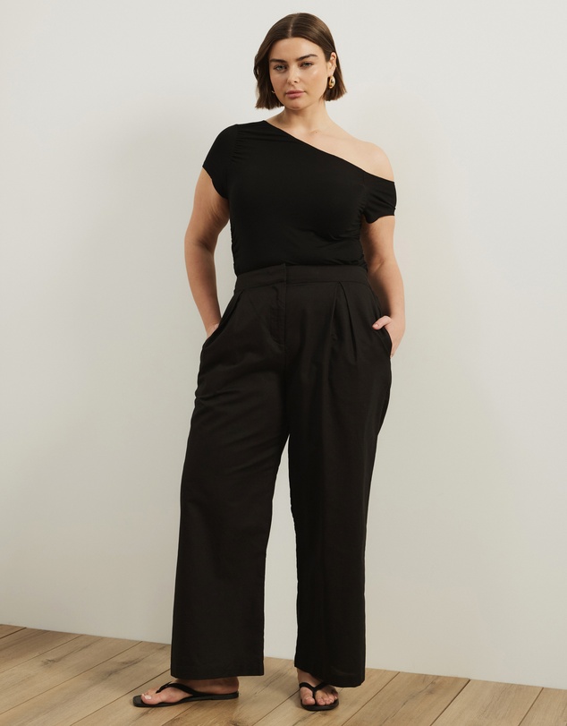 Atmos&Here Curvy - Clara Cotton Linen Tailored Pants