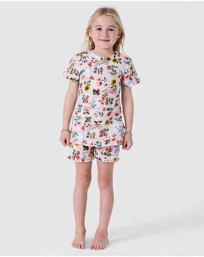 Kip&Co - Sweet Life Organic Cotton Short Sleeve Tee Frill Short Pyjama Set - Babies-Teens
