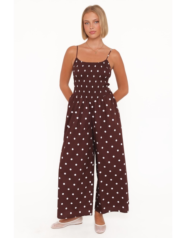 Petal & Pup - Paloma Jumpsuit - Chocolate Polka Dot