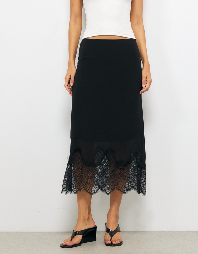 AERE - Alina Lace Trim Slip Skirt