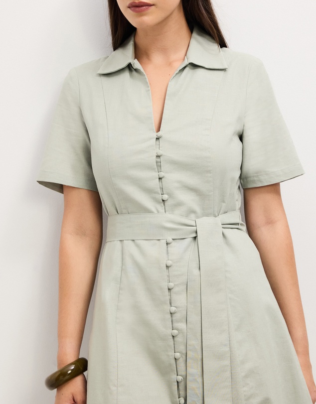 The Fated - Claudia Linen Blend Midi Dress