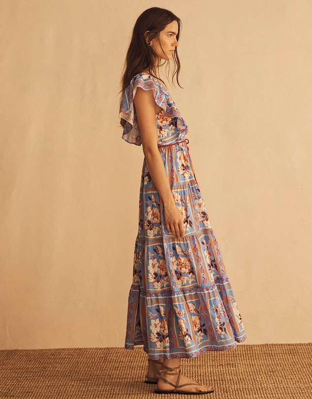 AUR OCEA - Piastrelle Ruffle Sleeve Maxi Dress