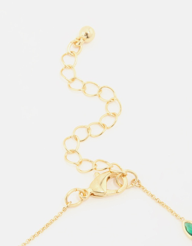 Lovisa - Gold Plated Green Cubic Zirconia Teardrop Bracelet