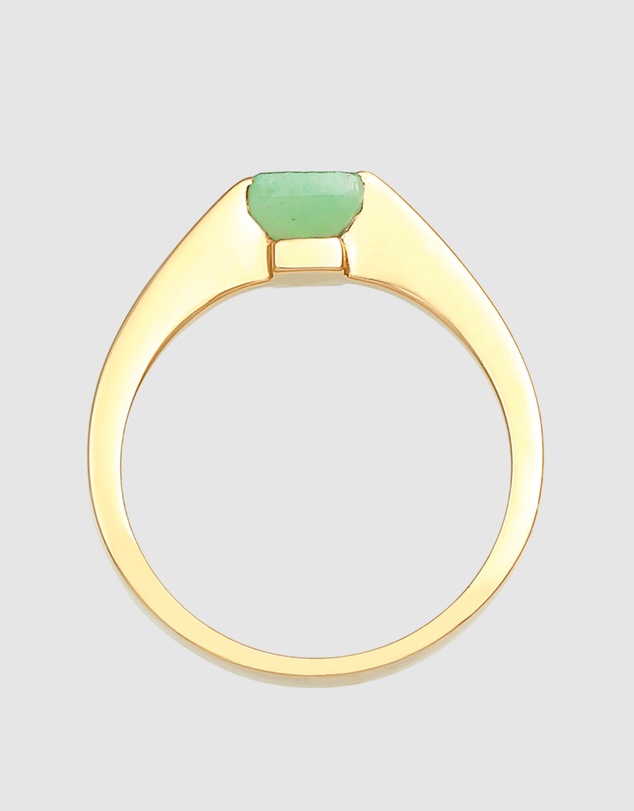 Elli Jewelry - Ring Classic Pyramid Elegant with Jade Gemstones in 925 Sterling Silver Gold Plated