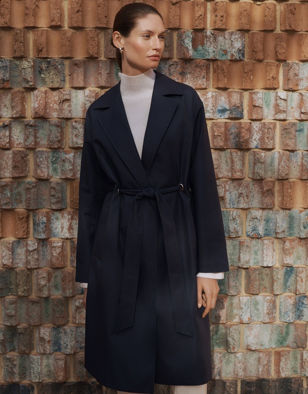 Trenery - Double Cloth Eyelet Detail Trench in Navy