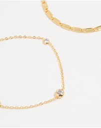 Lovisa - Gold Plated Cubic Zirconia & Chain Bracelets 2-Pack
