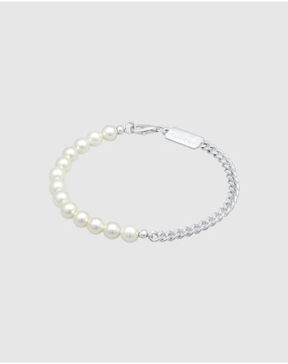 Kuzzoi - ICONIC EXCLUSIVE - Bracelet Men Trend Solid with shell core pearls in 925 sterling silver