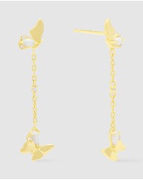 Wanderlust + Co - Butterfly Opal Gold Earrings