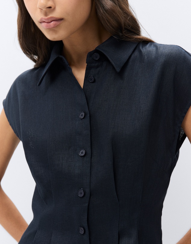 UNISON - Collared Linen Midi Dress