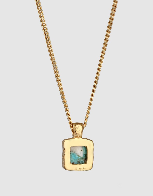 Haze & Glory - ICONIC EXCLUSIVE - Necklace Turquoise Square 925 Sterling Silver Gold-Plated