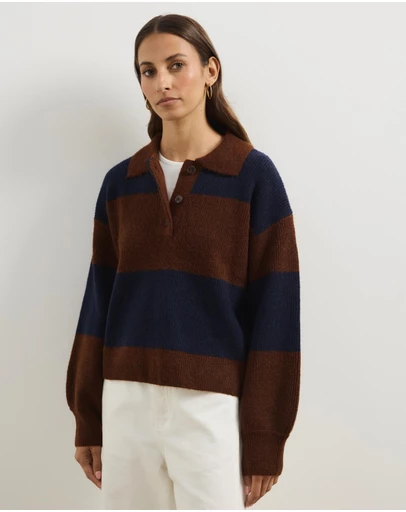 Atmos&Here - Lexi Stripe Knit Polo
