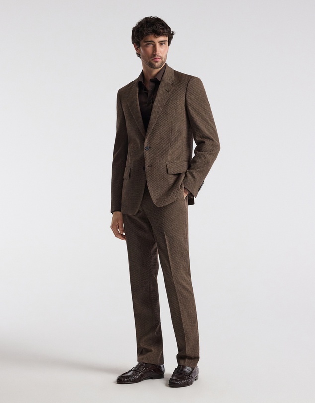 Calibre - Unstructured Micro Jacquard Wool Blazer Mocha
