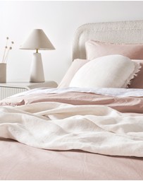 Aura Home - Evie Stonewash Organic Cotton Quilt Cover in Blush Pink