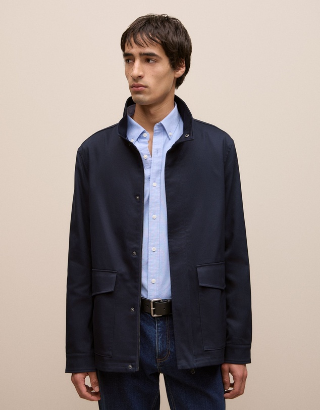 Trenery - Cotton Twill Zip Through Jacket in Navy