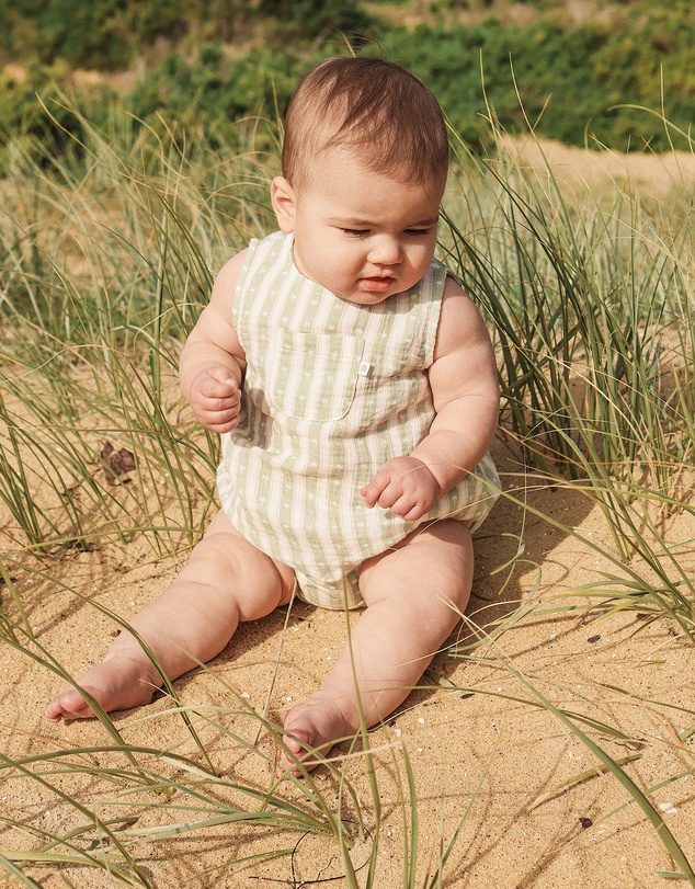 Kynd Baby - Pocket Romper in Multi Stripe