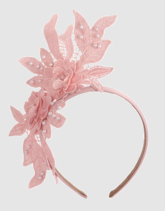 Max Alexander - Lace Crown Pink Headband Fascinator