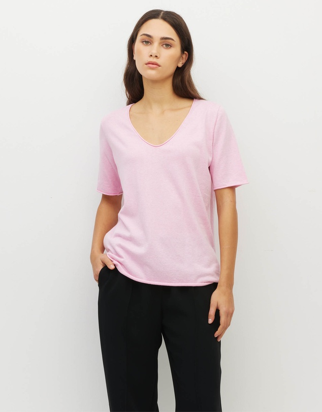 JH Lounge - JHL V-Neck T (Fine Cotton Cashmere) Candy Marle