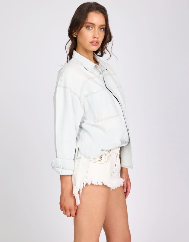 ONE TEASPOON - Daria Hand-Sprayed Denim Shacket - Bel Air Blue