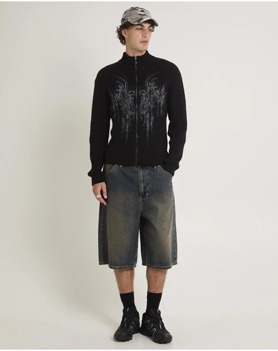 Insight - Funnel Neck Zip Through Knit Jumper