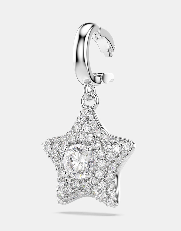 Swarovski - Sublima Charm, Round Cut, Star, White, Rhodium Plated