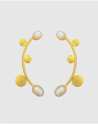 Meshca - Pearl Arc Earrings