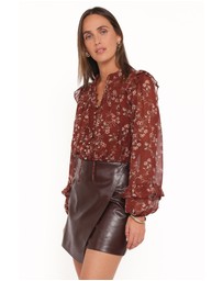 Petal & Pup - Elanira Ruffle Top - Rust Floral