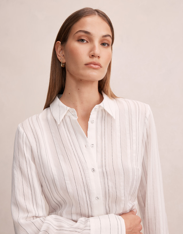 Forever New - Sage Striped Gathered Shirt