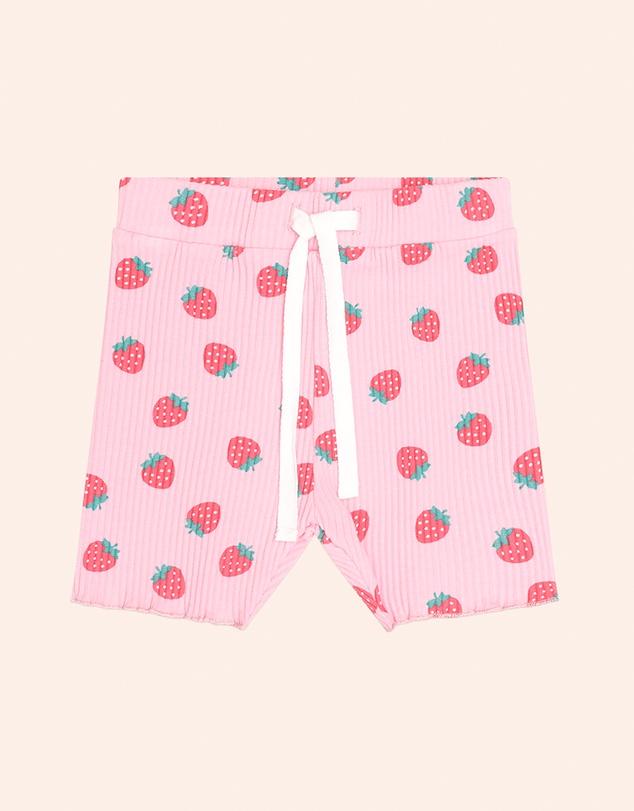 Huxbaby - Strawberry Print Rib Bike Shorts - Kids