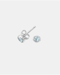 Dower & Hall - Women's 3mm Aquamarine Dewdrop Studs In Sterling Silver