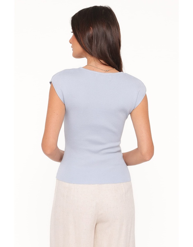 Petal & Pup - Tori Side Cinch Knitted Top - Light Blue
