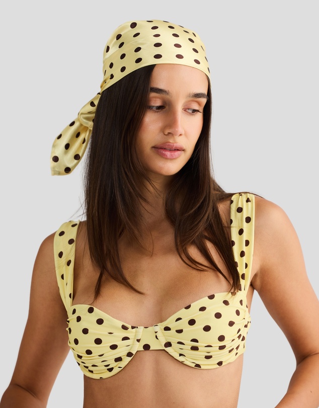 Vacay Swimwear - Havana Head Scarf Yellow Polka