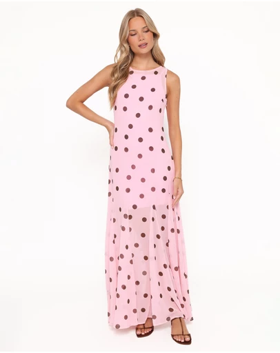 Petal & Pup - Keani Maxi Dress - Pink Polka Dot