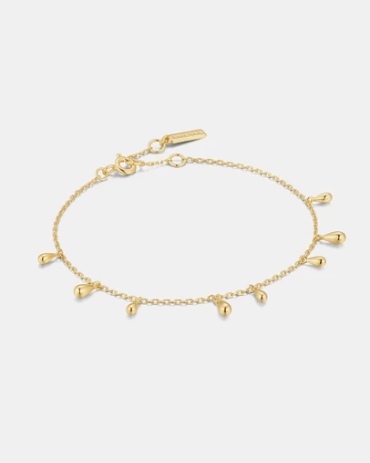 Ania Haie - Gold Polished Teardrop Dangle Station Bracelet